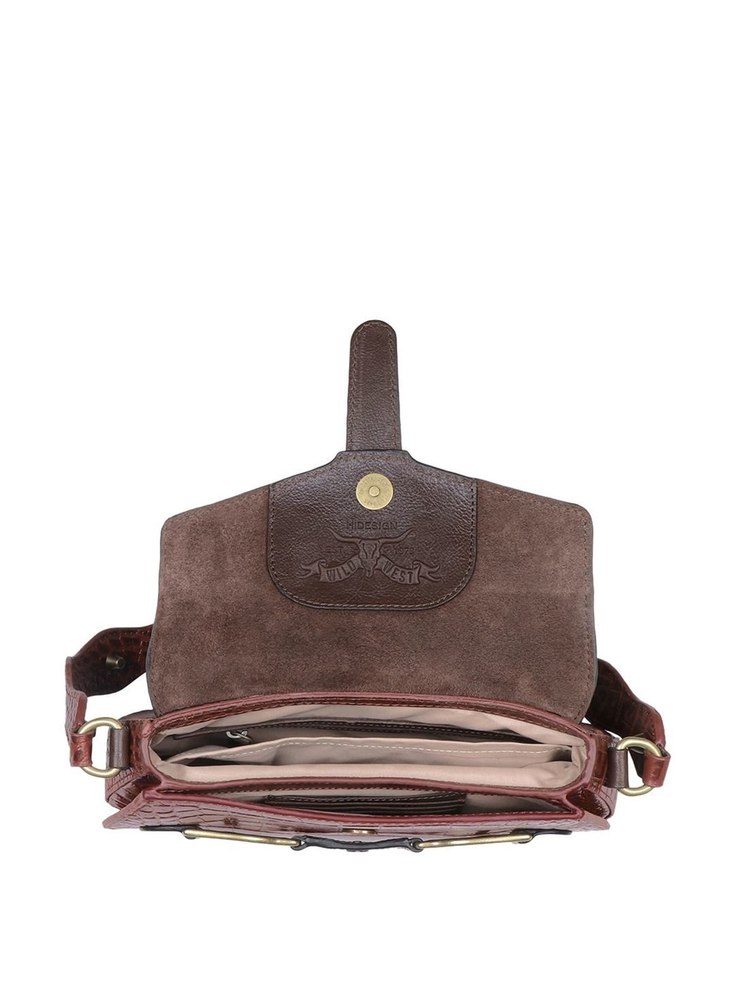 Hidesign WILD WEST  Red & Brown Textured Medium Sling Handbag