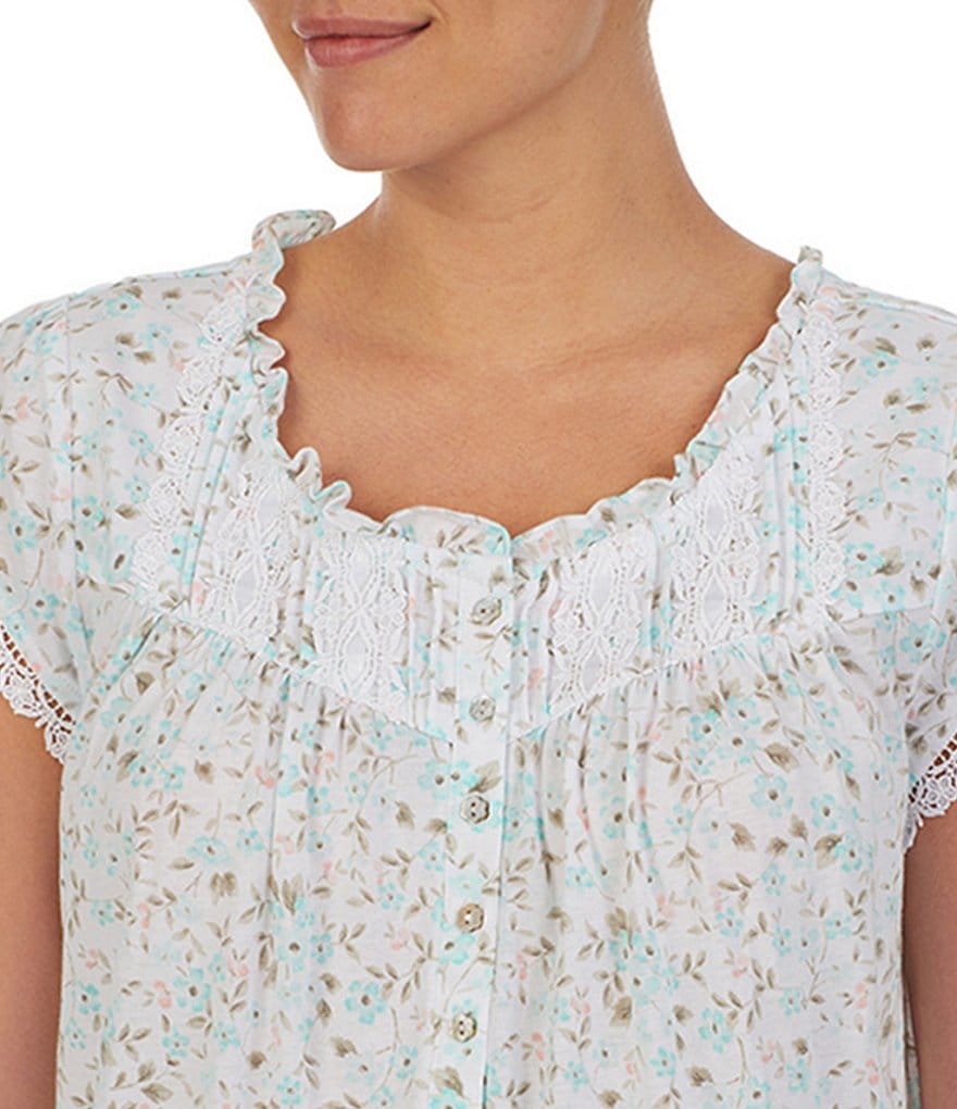 Eileen West Floral Print Scoop Neck Jersey Knit Capri Coordinating Pajama Set