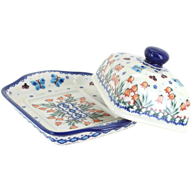 Blue Rose Polish Pottery Joy of Spring Butter Dish