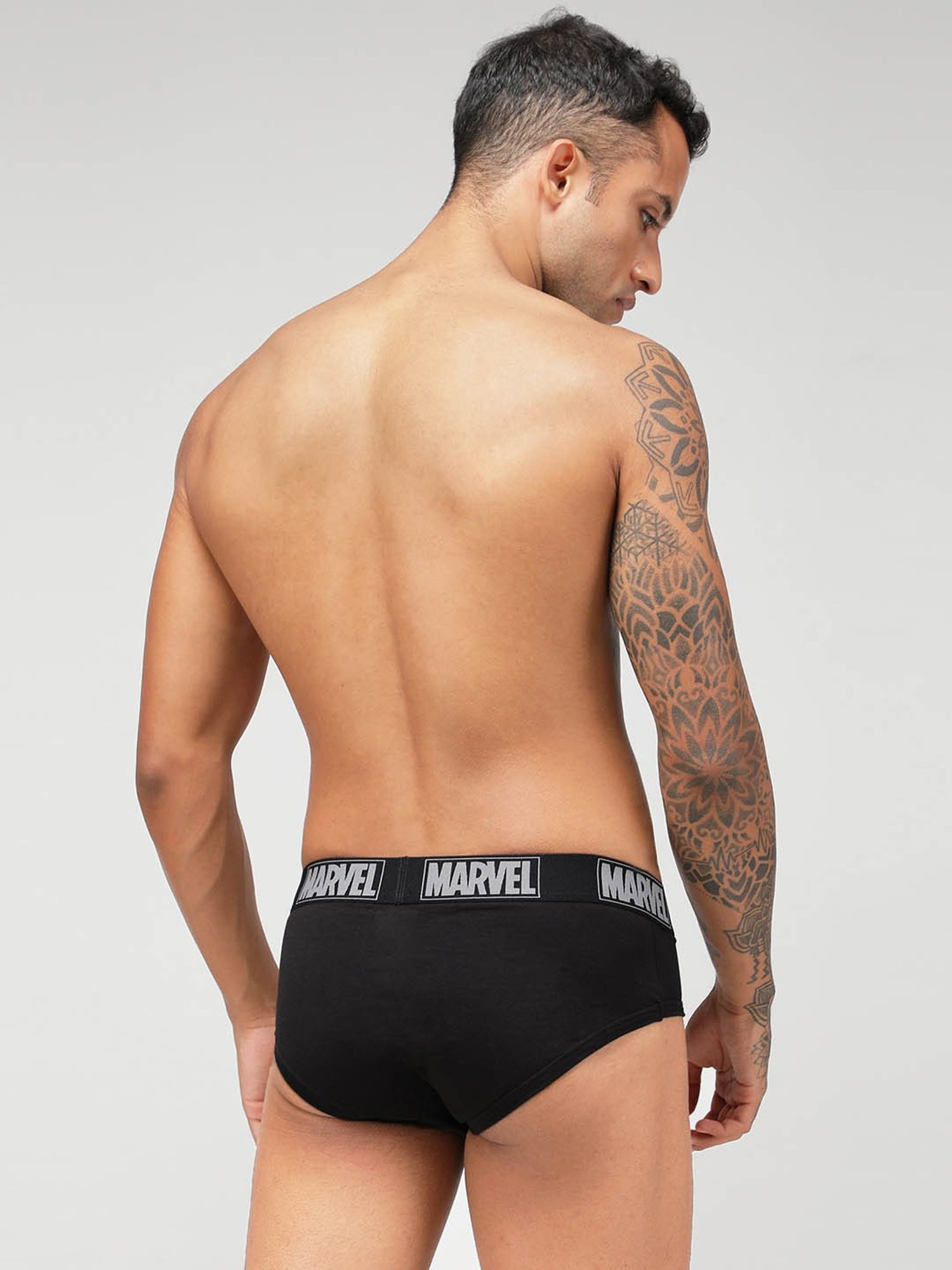 Zoiro Grey Jaspe & Black Regular Fit Briefs - Pack Of 2