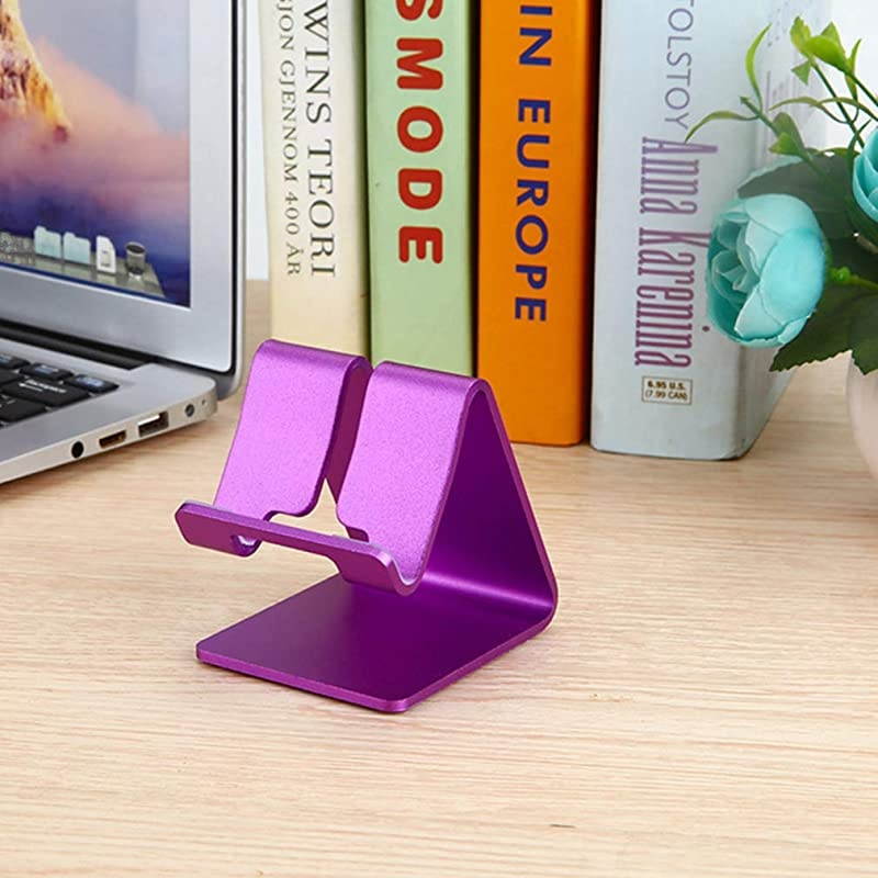 Cell Phone Stand Universal Portable Aluminum Desktop Charger Mount Holder Metal Tablets Dock Cradle for iPhone 11 X 8 7 6 Samsung Galaxy s10 9 All Smartphone Purple
