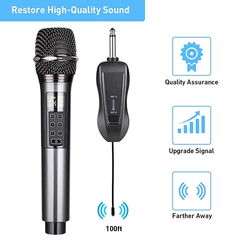 Wireless Microphone Wireless Microphone System with Adjustable Echo Volume UHF Wireless Microphone for Church Party