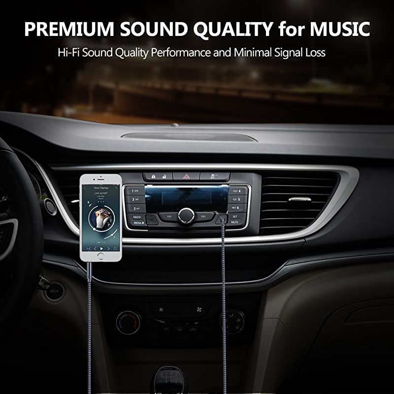 AUX Cable 4ft2 Pack Copper Shell HiFi Sound 35mm Auxiliary Audio Cable Nylon Braided Aux Cord Compatible CarHome StereosSpeakerHeadphonesSonyEcho DotBeats Grey