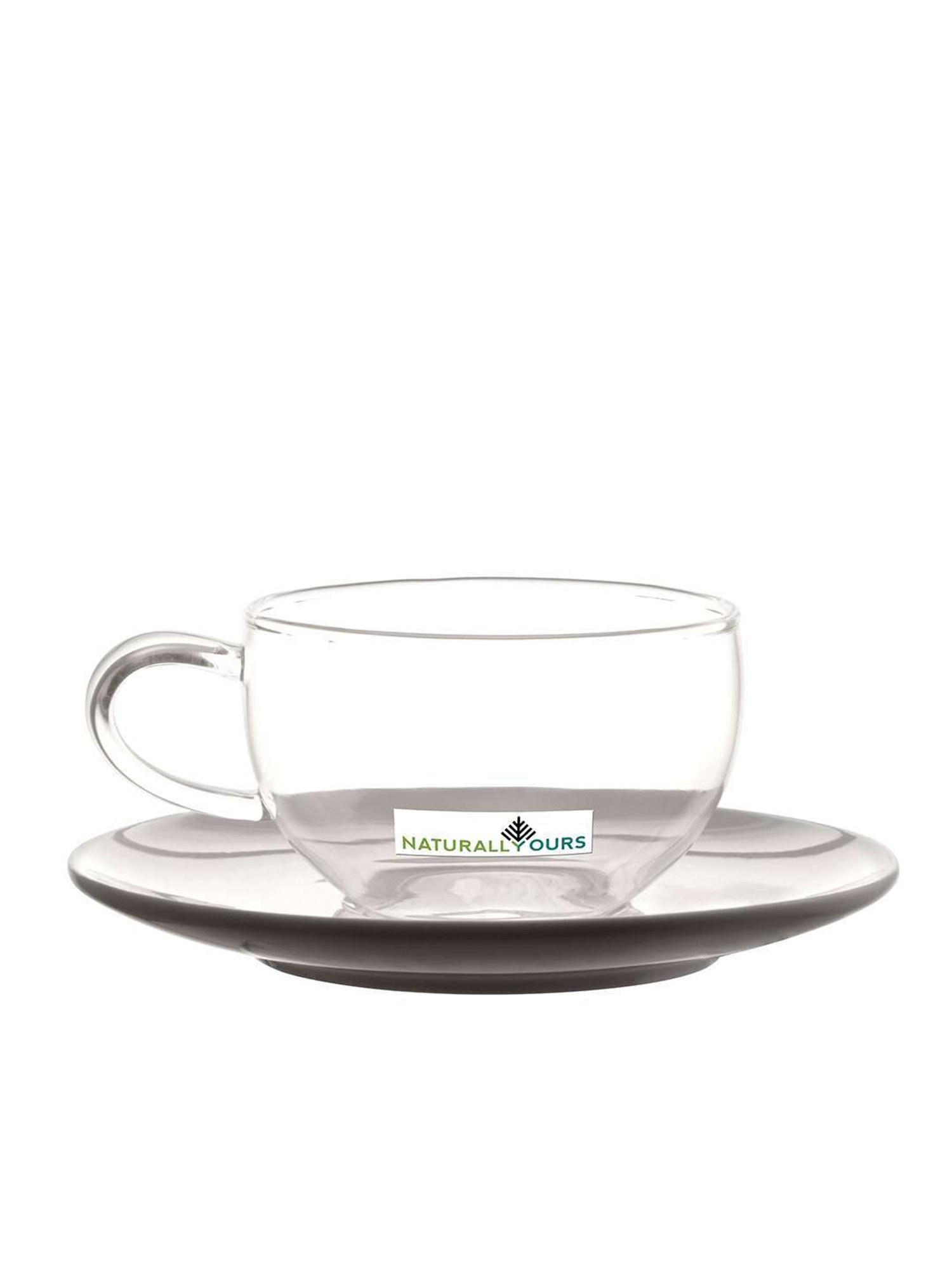 NATURALLYOURS Borosilicate Glass Cup with Porcelain Saucer Set