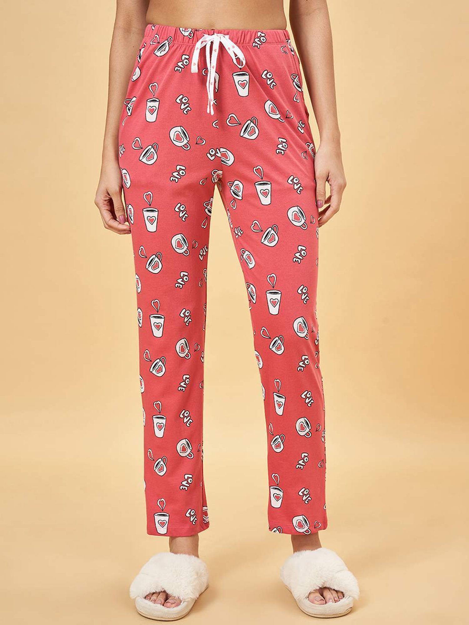Dreamz by Pantaloons Peach Cotton Printed Pyjamas