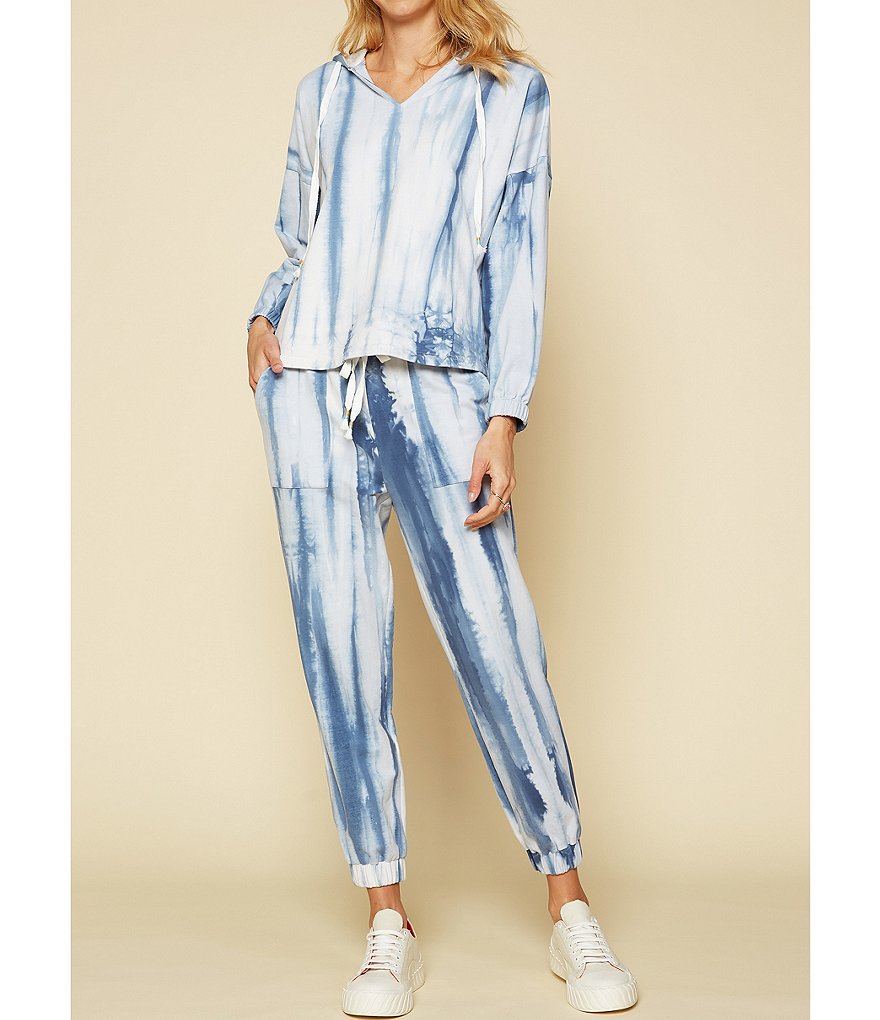 Skies Are Blue Tie Dye Drawstring Coordinating Ankle Length Joggers