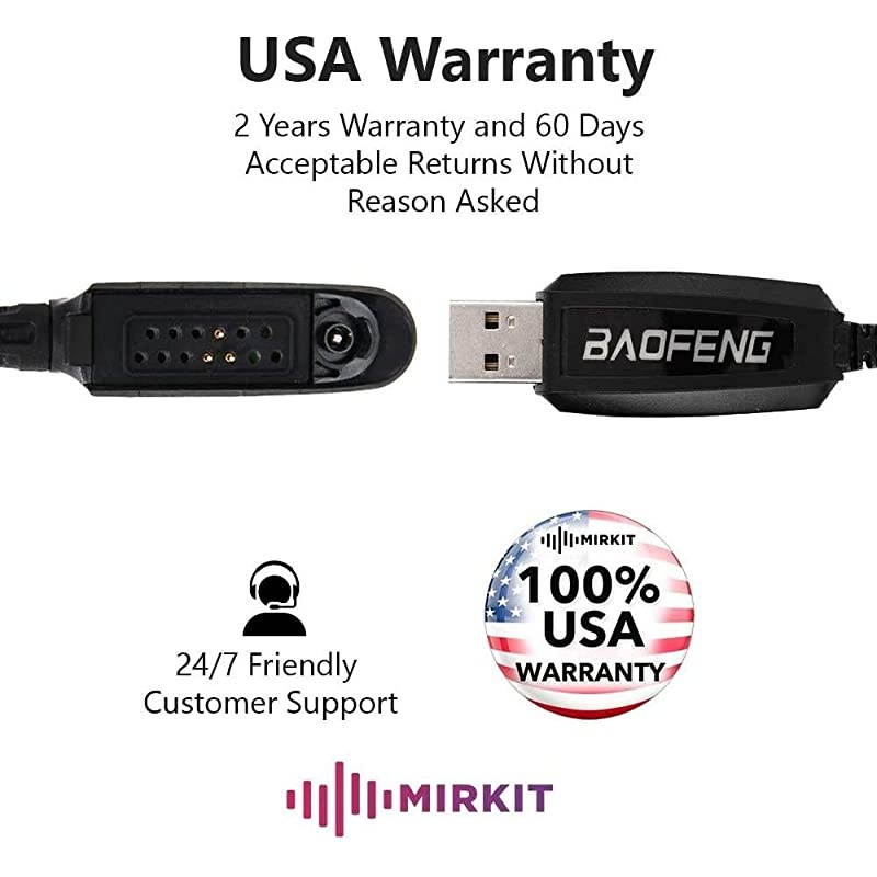 Baofeng USB Programming Cable for Baofeng UV9R BF9700 A58 UVXR UV5S GT3WP Plus Handheld ham Radio transceiver Uportable Ham Handheld CB Radio USA Warranty
