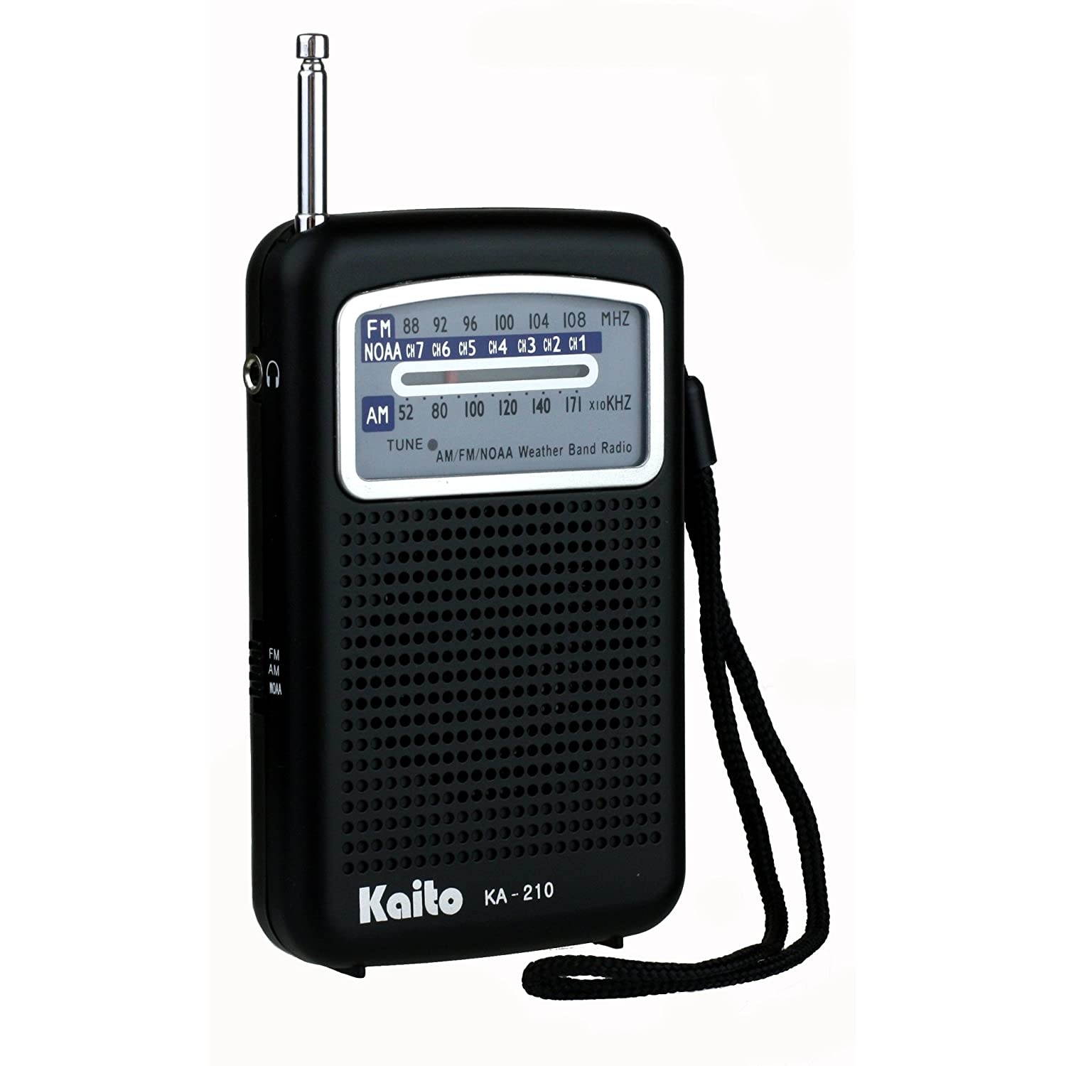 Kaito KA210 Pocket AM/FM NOAA Weather Radio, Black