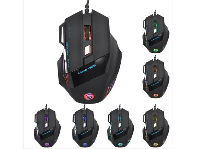 Gaming Mouse Wired [5500 DPI] [Programmable] Ergonomic Game USB Computer Mice RGB Gamer Desktop Laptop PC Gaming Mouse, 7 Buttons for Windows 7/8/10/XP, Black