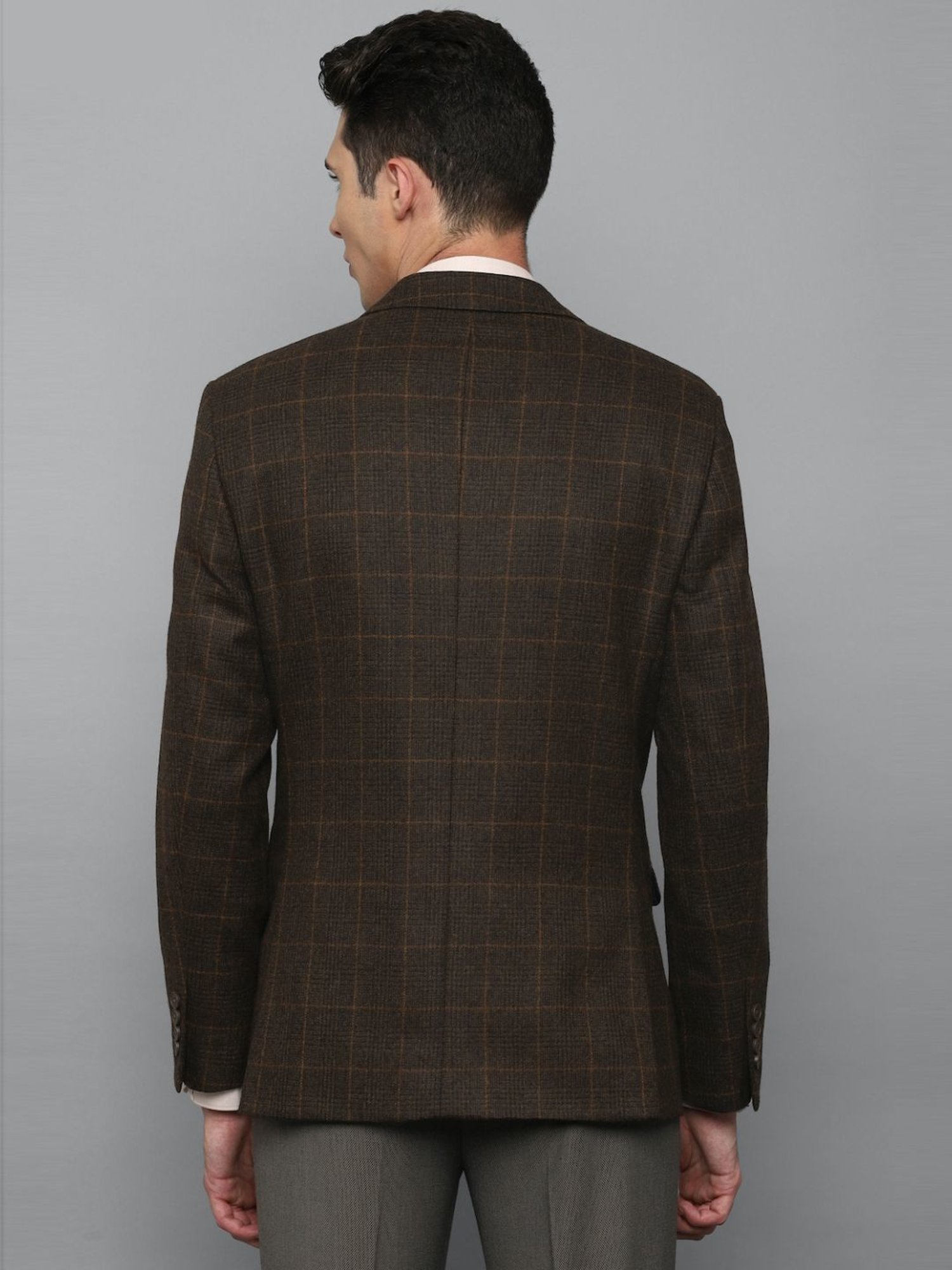 Louis Philippe Brown Regular Fit Checks Blazer