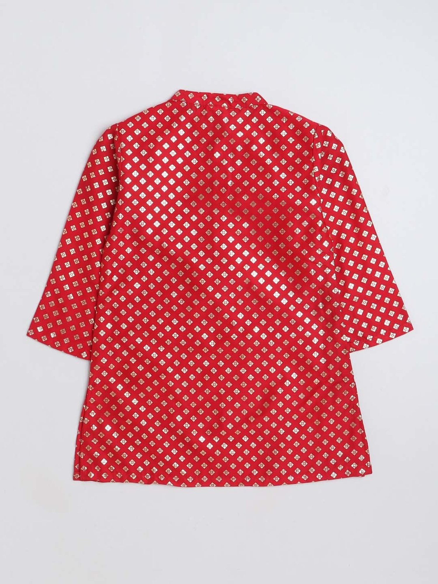 The Magic Wand Kids Red & White Cotton Printed Full Sleeves Kurta Set