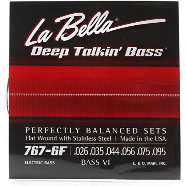 La Bella 767-6F Bass VI- Stainless Steel Flat Wound 6-String Bass Set, 26-95