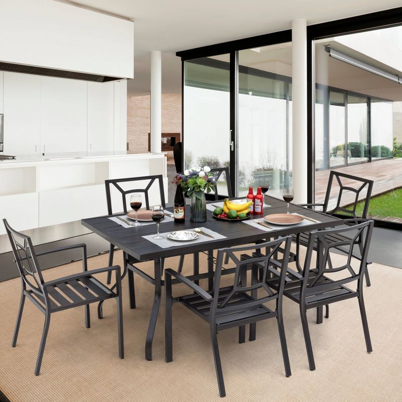 7pc Dining Set - Black - NUU GARDEN