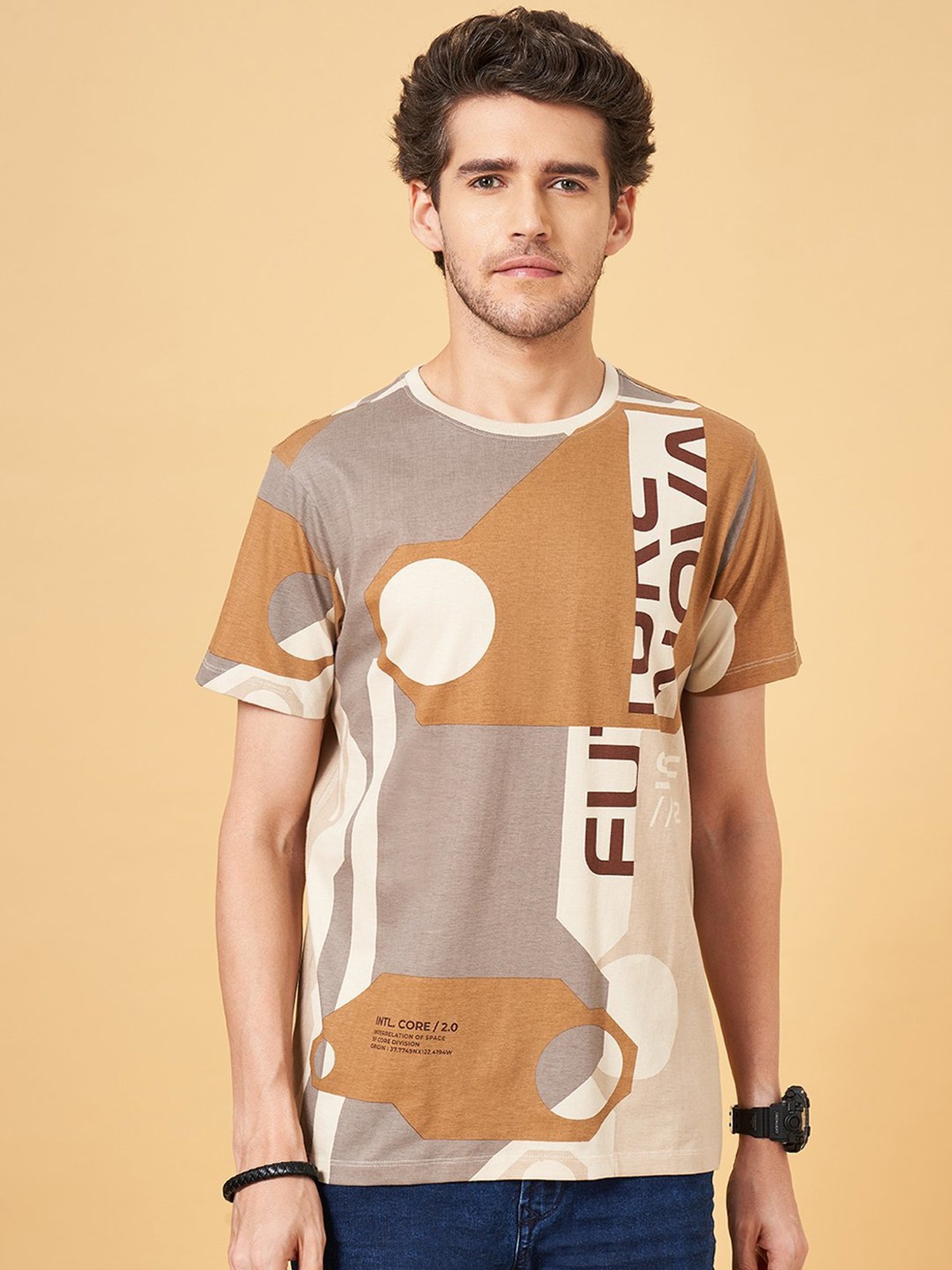 Sf Jeans By Pantaloons Sandshell Slim Fit Printed T-Shirt