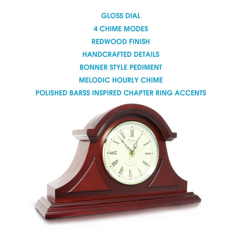 Bedford Redwood Mantel Clock with Chime