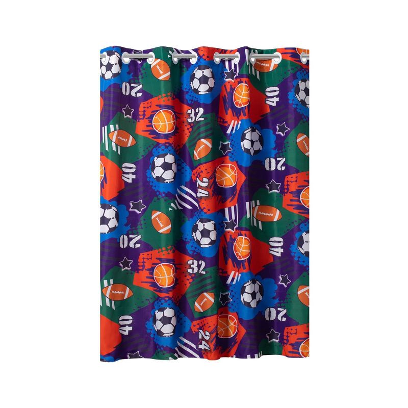 71"x74" Sports Collage Shower Curtain with PEVA Liner - Hookless