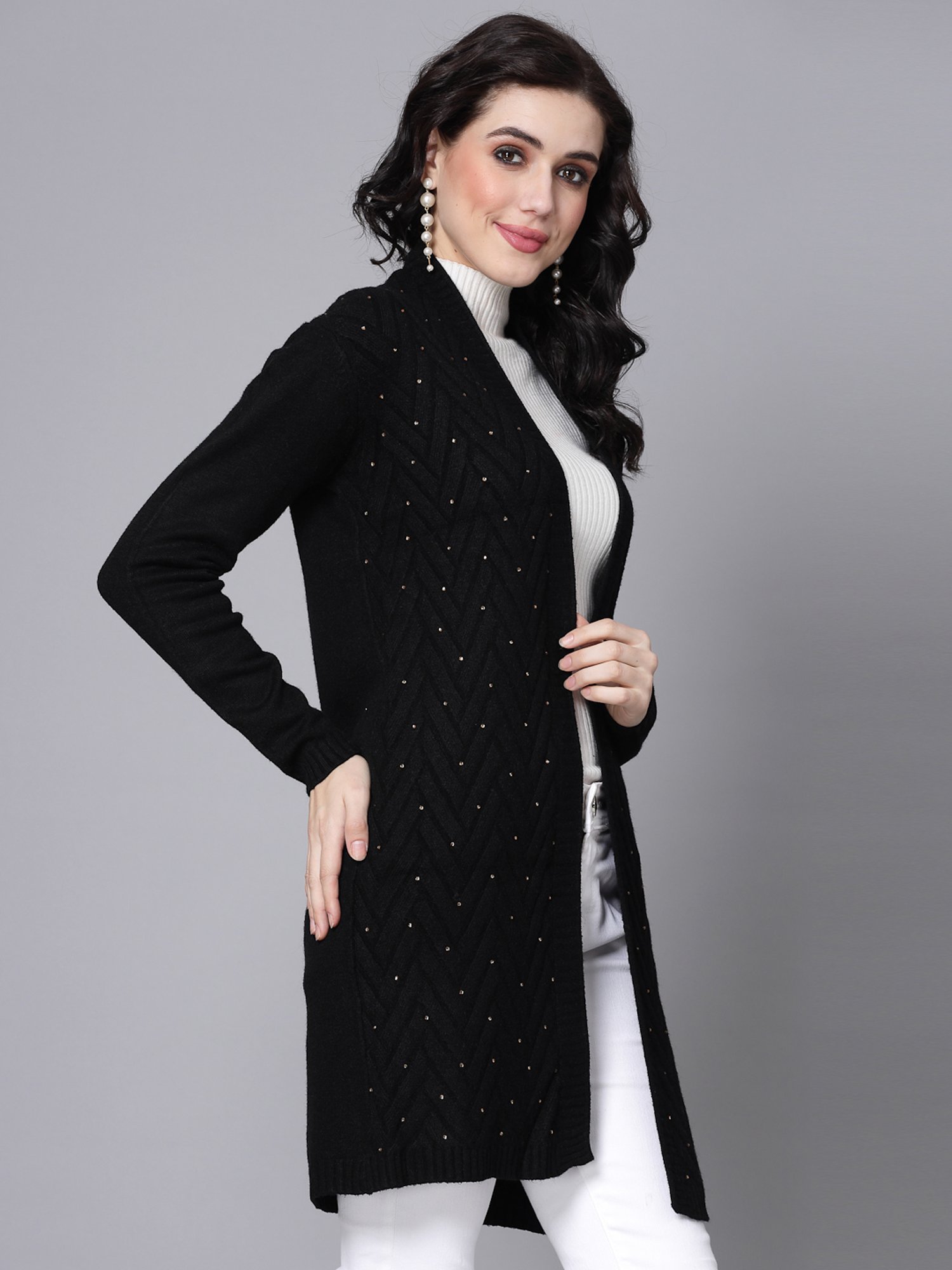 Mafadeny Black Long Shrug