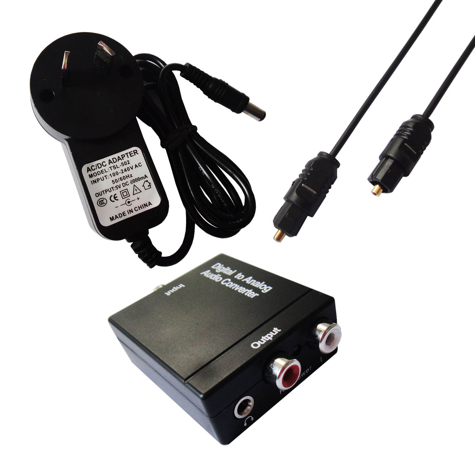 Digital Optical Coaxial Toslink Signal to Analog Audio Converter RCA L/R 3.5mm USNE_DAC3.5_50CM_AUP