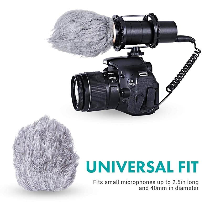 WS1 Furry Microphone Windscreen for Zoom H1n Recorder Outdoor Microphone Cover for Small Microphones up to 25quot x 40mm L x D Light Gray