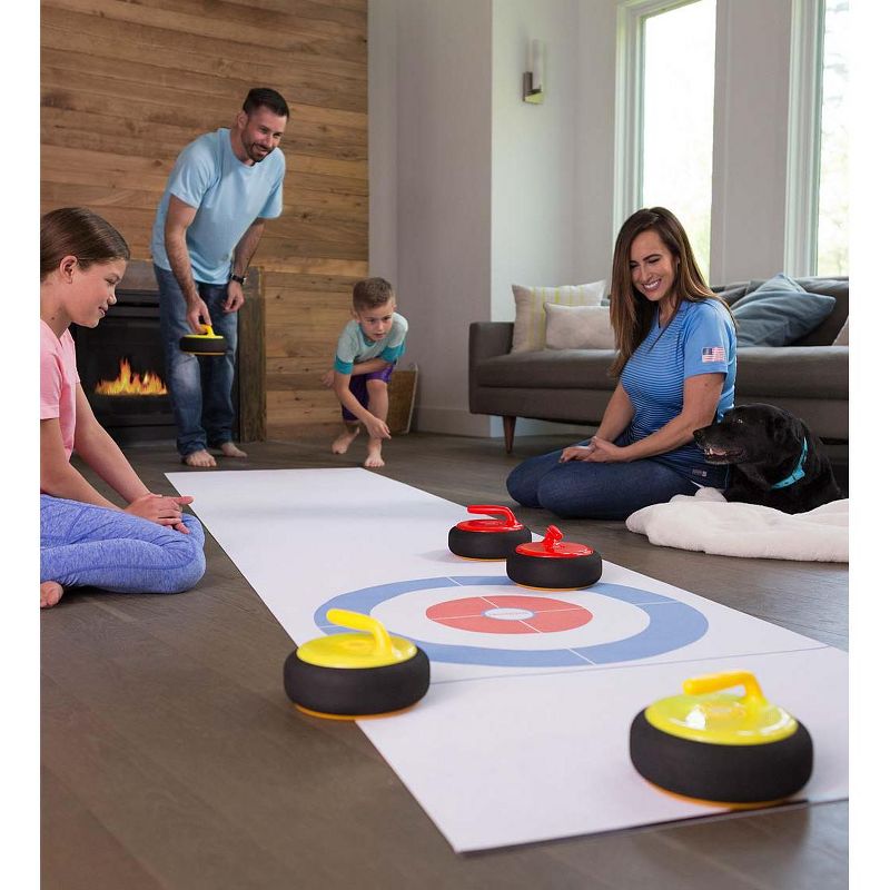 HearthSong Curling Zone Indoor Family Game with Six Battery-Operated Hovering Stones and 11L x 2W Mat
