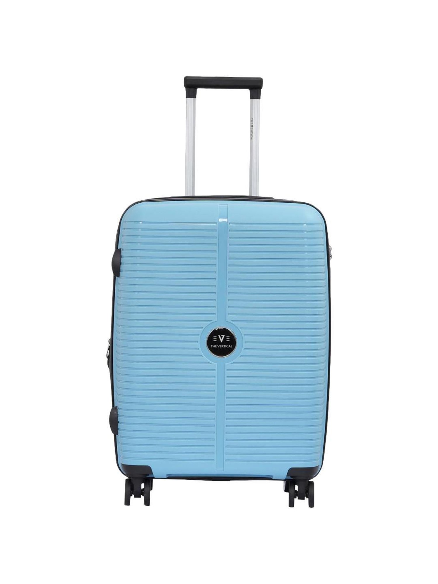 The Vertical Stellar Blue Wheels 8 Medium Hard Cabin Trolley Bag
