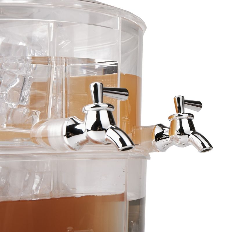 Mind Reader 2 Tier Split Compartment Beverage Drink Dispenser with Spigot and Ice Bucket Bottom