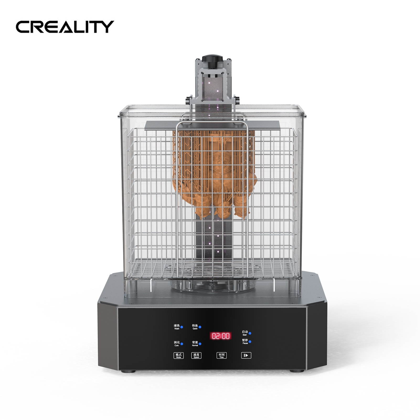 Original Creality UW-02 Washing and Curing Machine 2-in-1 for 3D Printers LCD SLA DLP Models Resin Dual-Band UV Light Source 360&deg; Rotatable Platform Adjustable Time & Speed 10.1inches Rotary Wash Cure