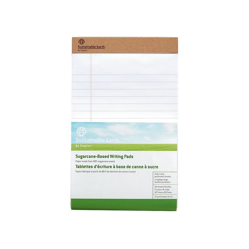 Sustainable Earth Notepads 5" x 8" Wide White 50 Sheets/Pad 12 Pads/PK (19938) 886428