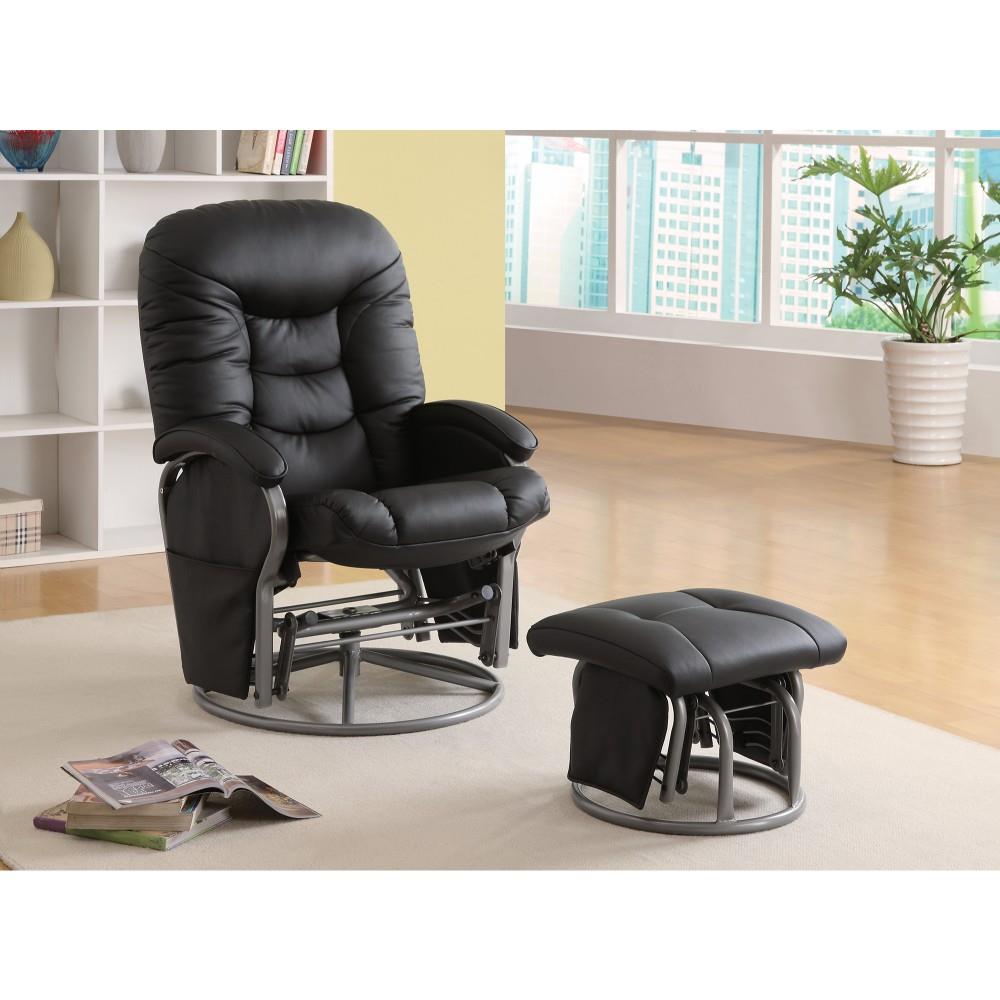 Benzara BM159021 Stylishly Sophisticated Glider Chair with Ottoman, Black
