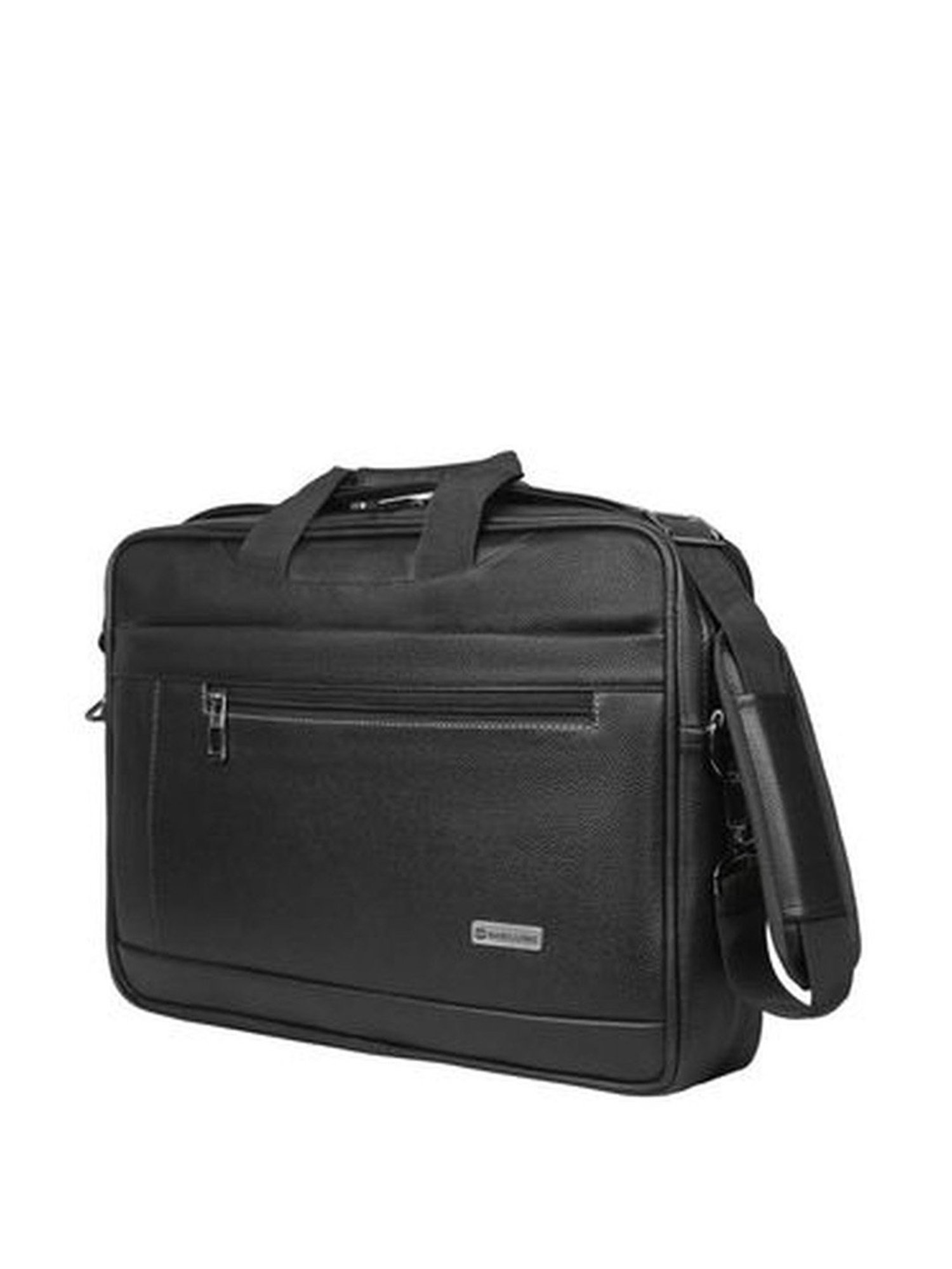 Harissons Rendition Black Leather Solid Laptop Messenger Bag