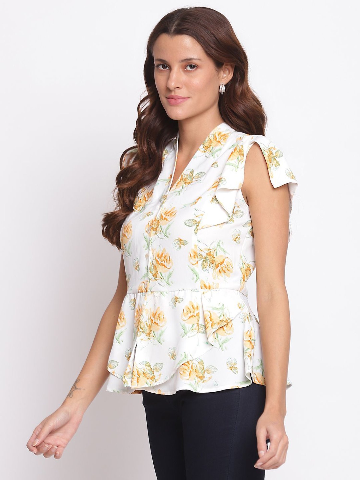 Latin Quarters White Floral Print Top