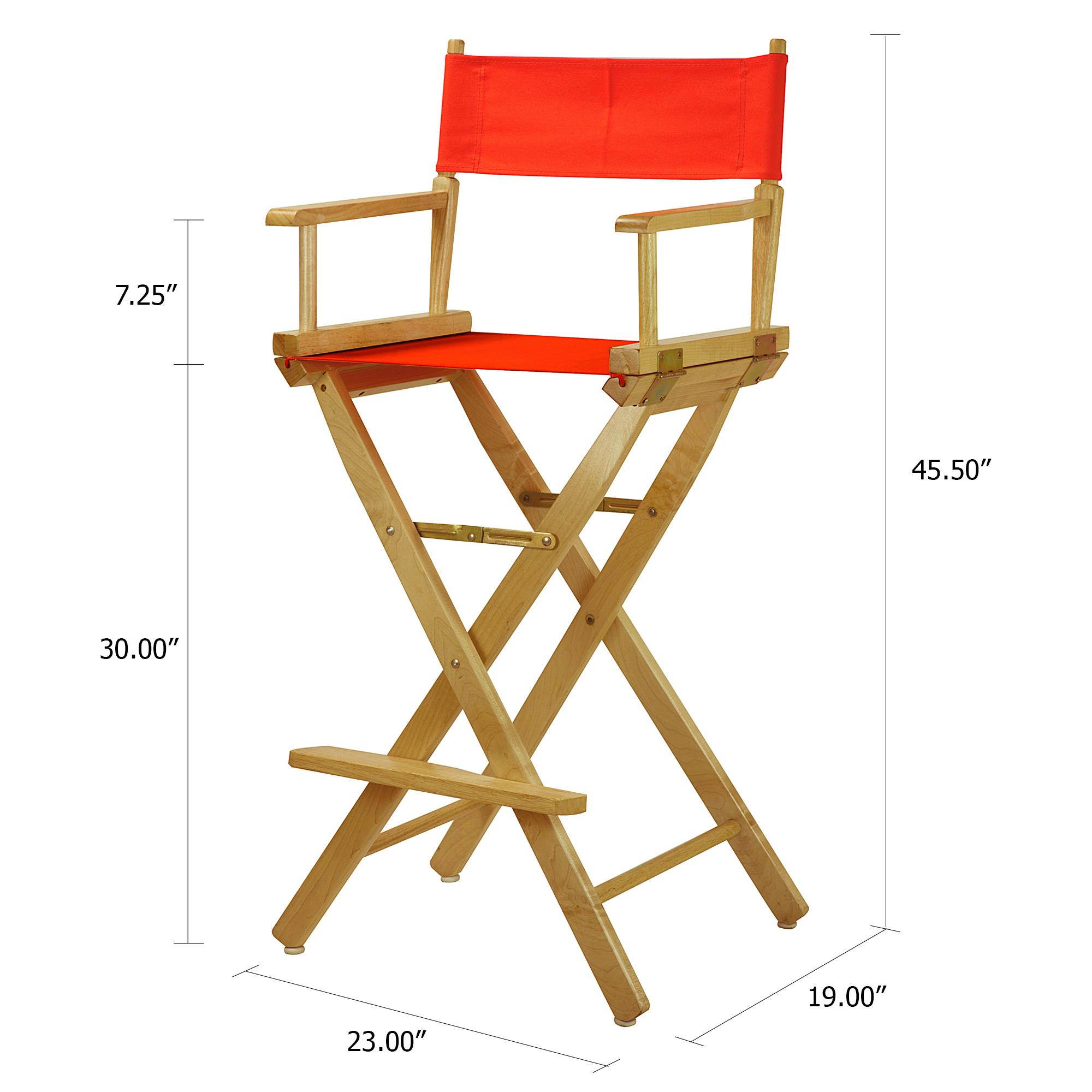 Casual Home 230-00-021-19 30 in. Directors Chair Natural Frame with Orange Canvas