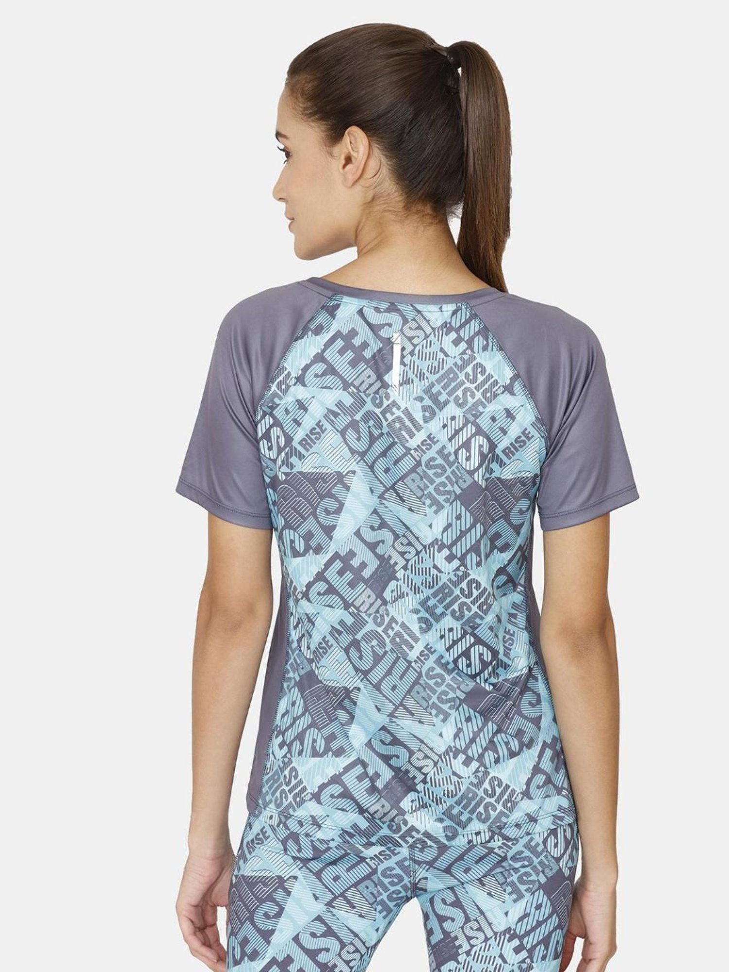 Zelocity by Zivame Light Blue Printed Sports T-shirt