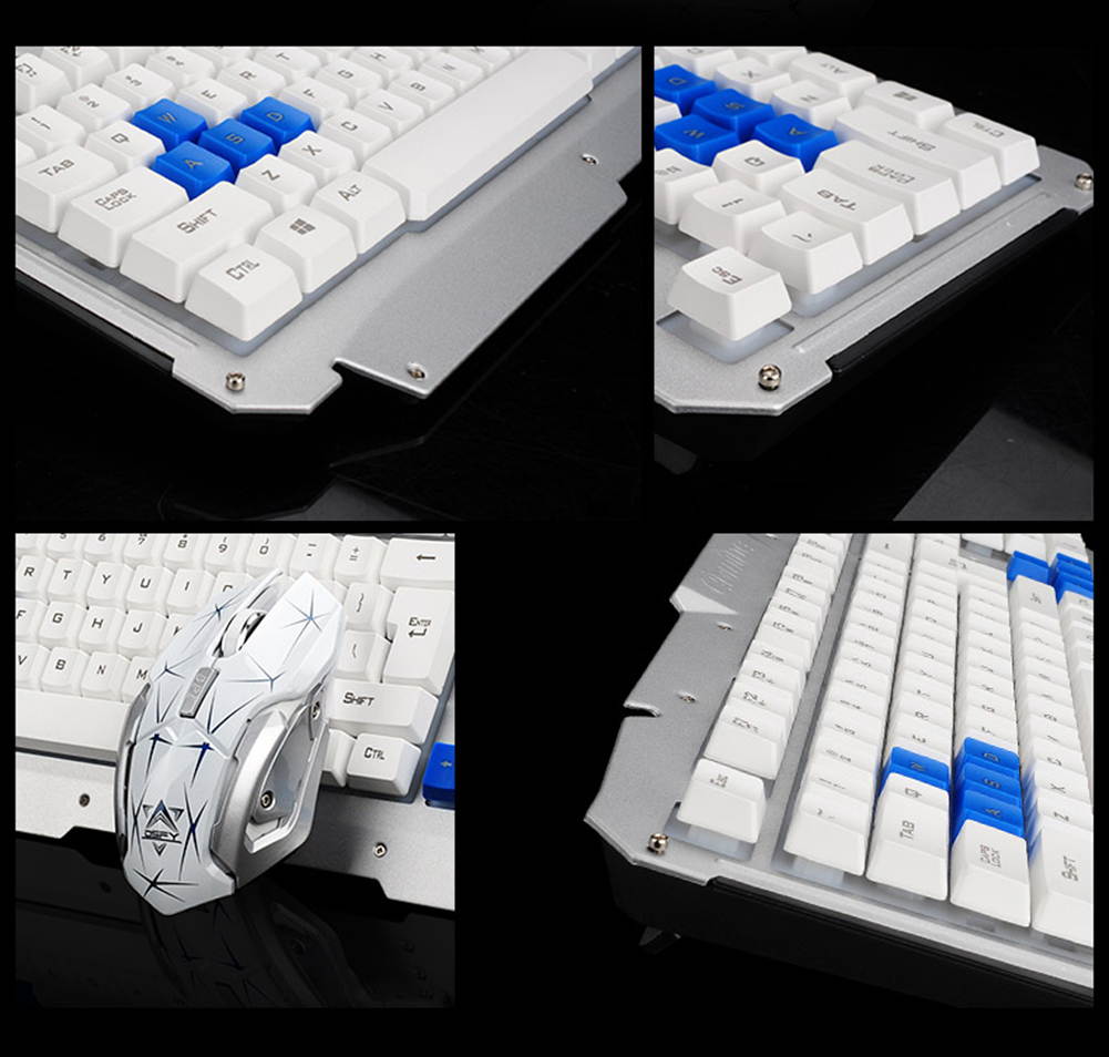 UrChoiceLtd&reg; 2017 HK1600 Gaming Keyboard & Mouse Combo Wireless Keyboards Multimedia Ergonomic Usb Smart Sleep Efficient Metal Waterproofing + 2.4GHz 6 Buttons Gaming Mouse + Mouse Pad Sets