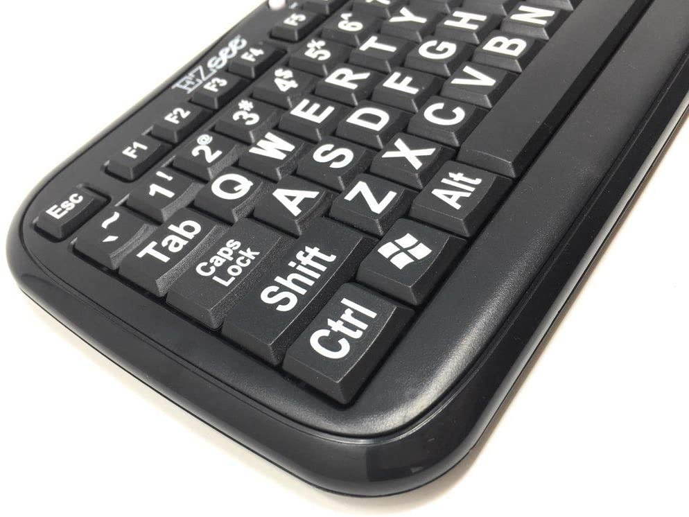 New EZsee Large Print Wired USB Computer Keyboard with White Letter on Black Keys