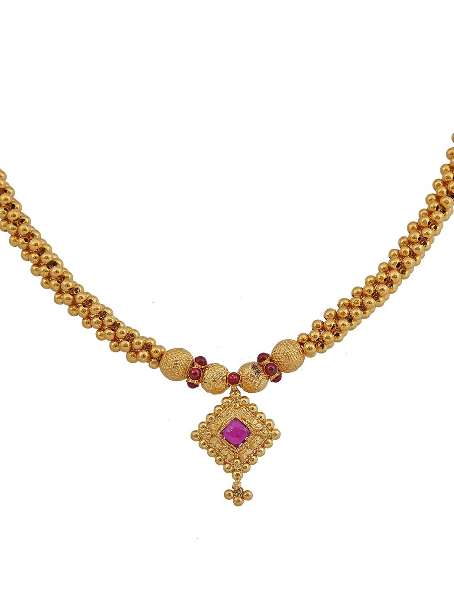 P.N.Gadgil Jewellers Era Gold 22k Kolhapuri Thushi Necklace