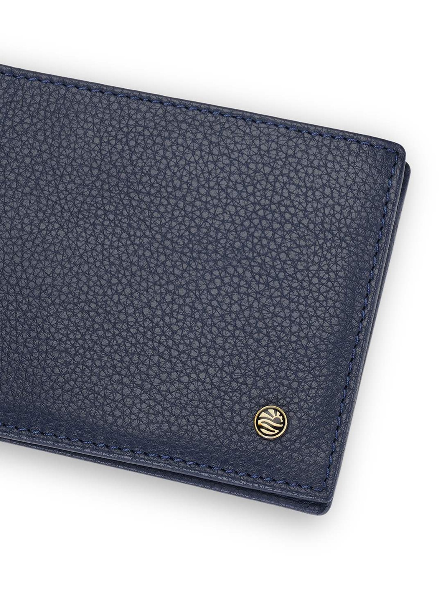 PERQUISITE Navy Casual Leather Bi-Fold Wallet for men