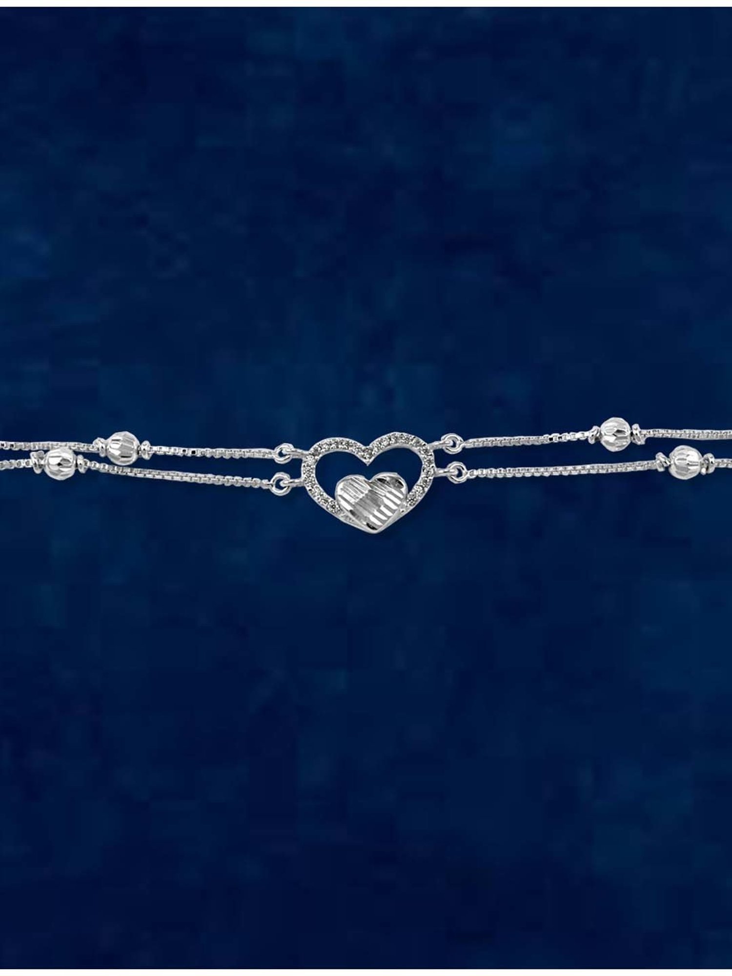 Taraash 92.5 Sterling Silver Heart Bracelet for Women