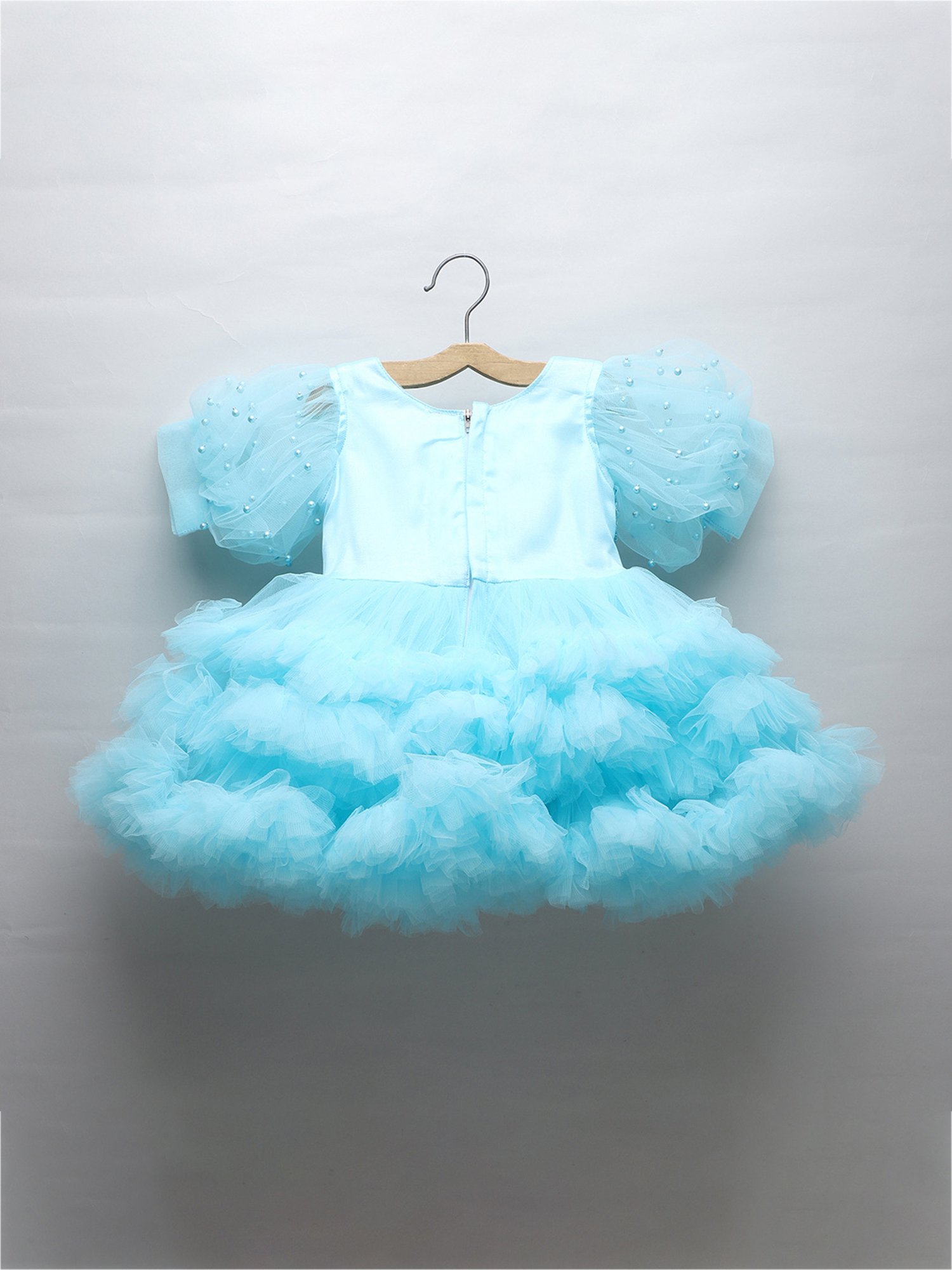 Many Frocks Kids Blue Embroidered Dress