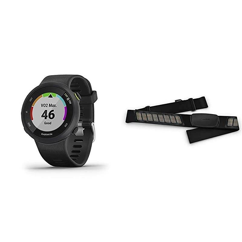 Forerunner 45, 42mm Easy-to-use GPS Running Watch with Coach Free Training Plan Support, Black Bundle with  HRM-Dual Heart Rate Monitor