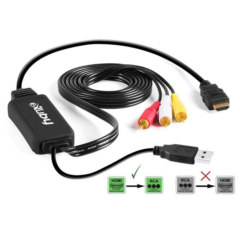 HDMI to RCA Cable - Hassle Free - Converts Digital HDMI signal to Analog RCA/AV - Works w/ TV/HDTV/XBOX 360/PC/DVD & More - All-In-One Converter Cable Saves You Money - HDMI to AV Converter