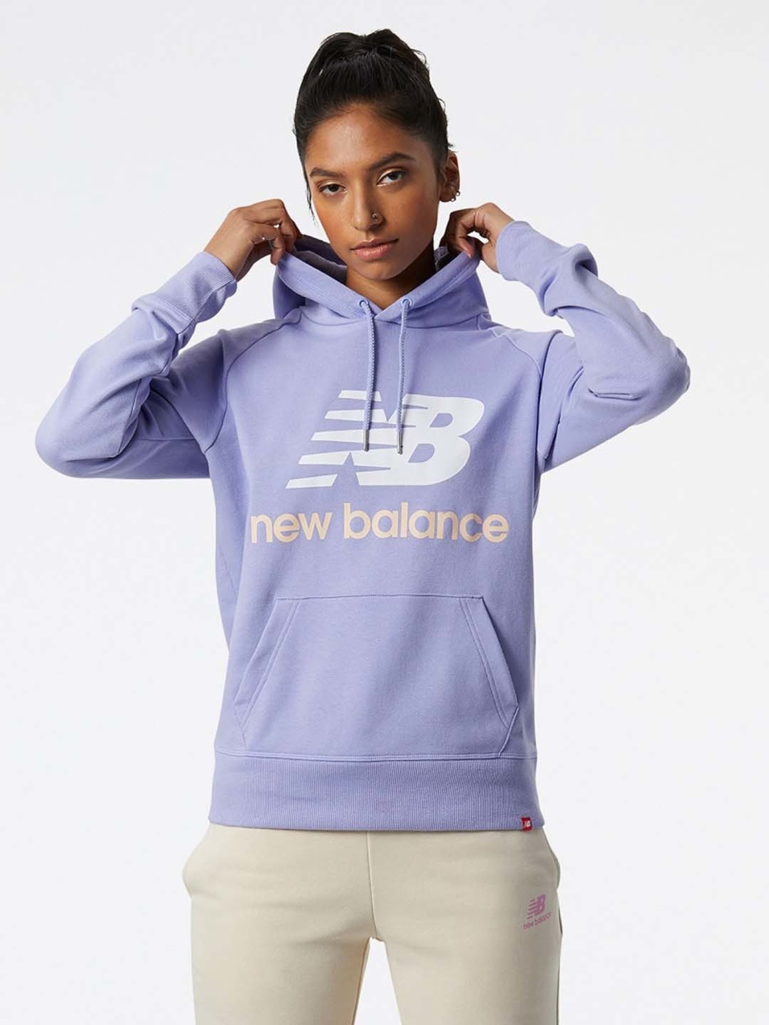 New Balance Purple Cotton Printed Sports Hoodie