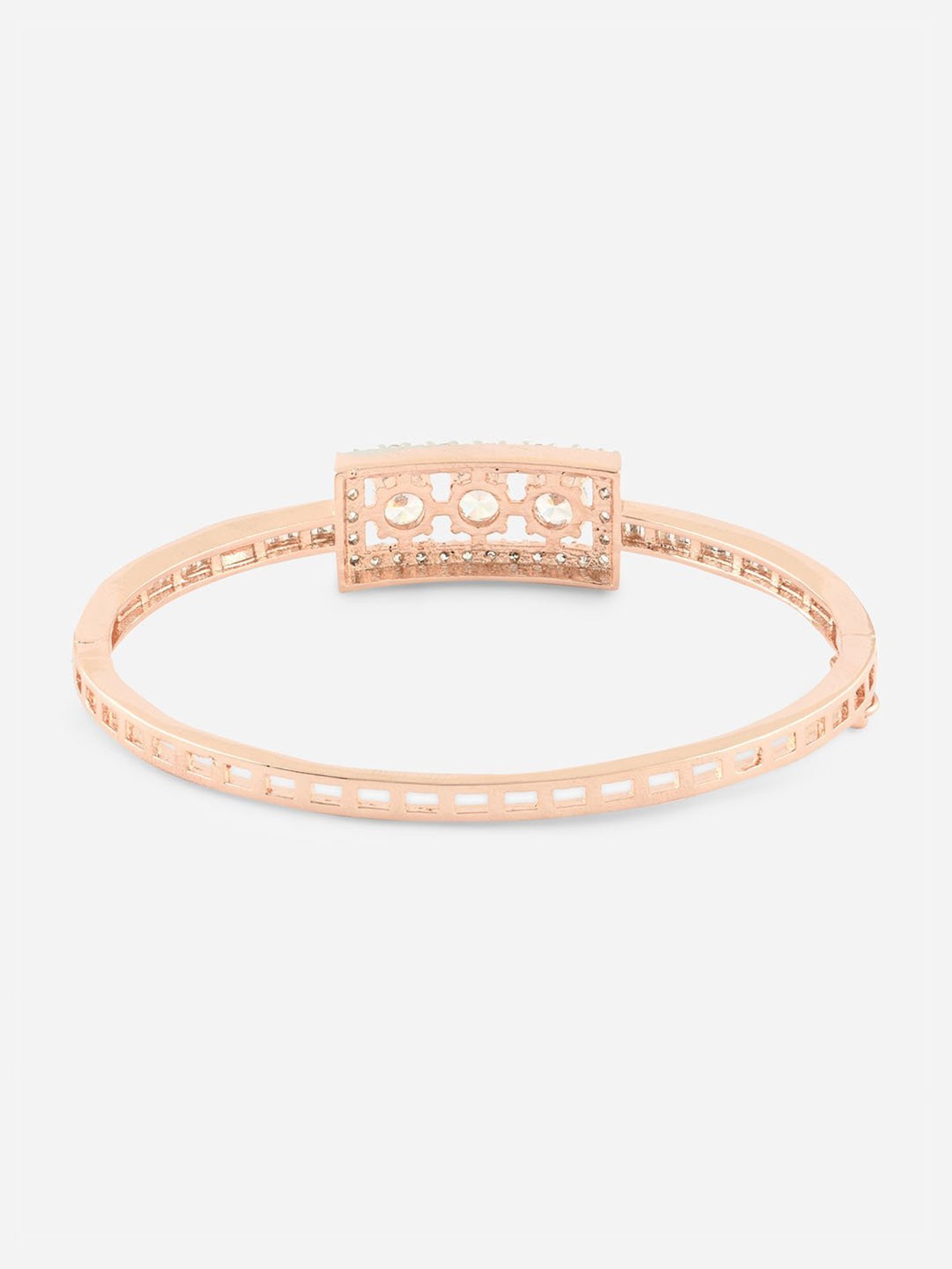 Fida American Diamond Rose Gold-Plated Square Bangle-style Bracelet for Women