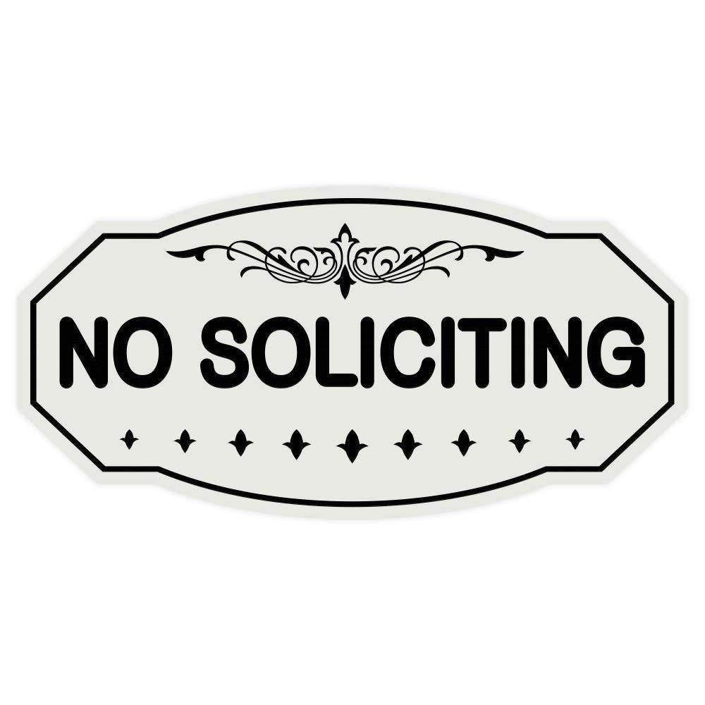No Soliciting Victorian Door/Wall Sign (Light Gray) Medium 4" x 8"
