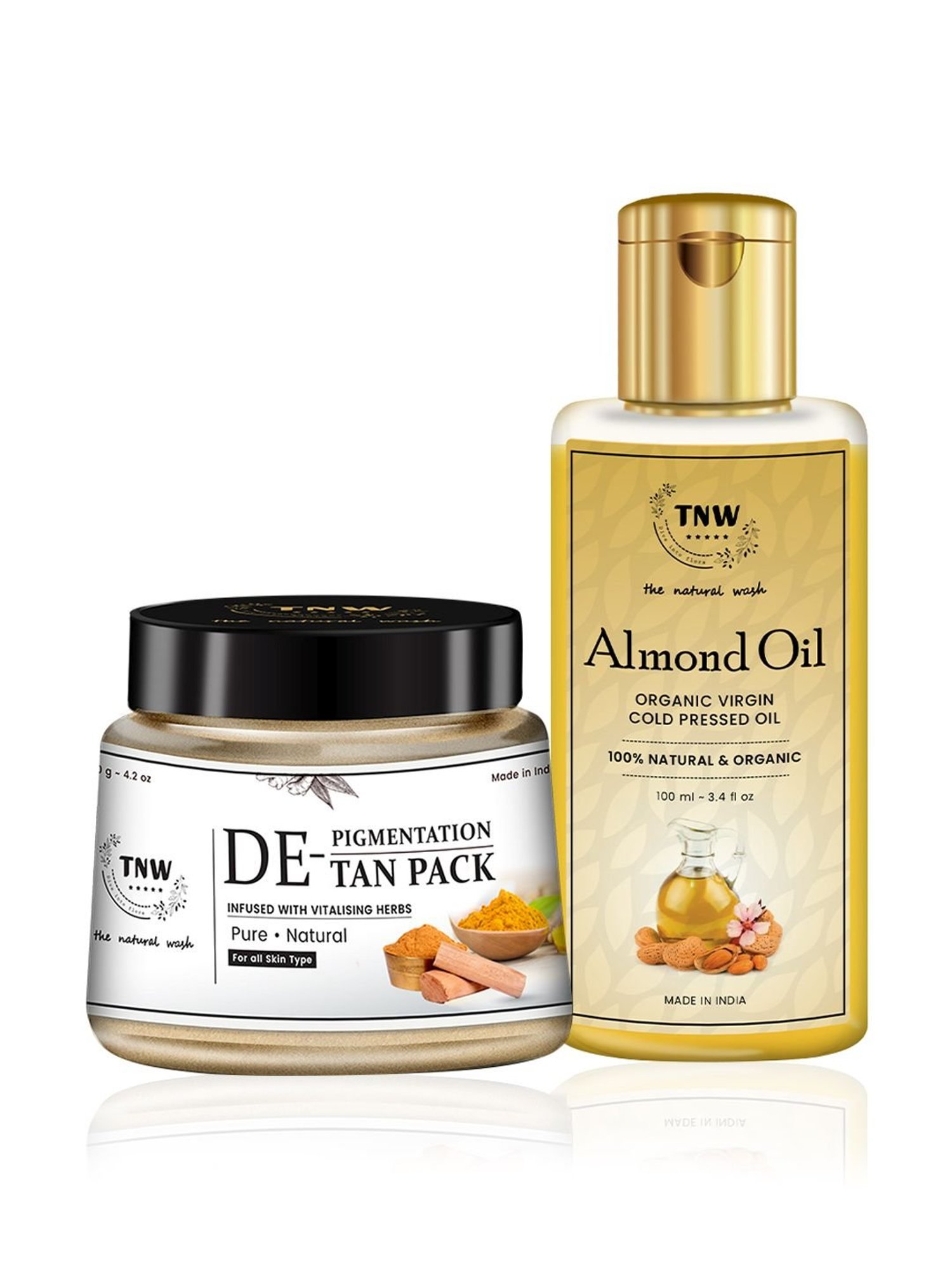 TNW-The Natural Wash Almond Oil & DTAN Pack - 220 gm