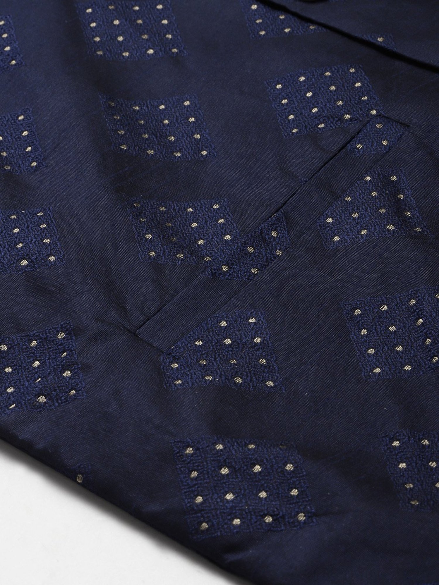 Sojanya Navy Regular Fit Self Pattern Nehru Jacket