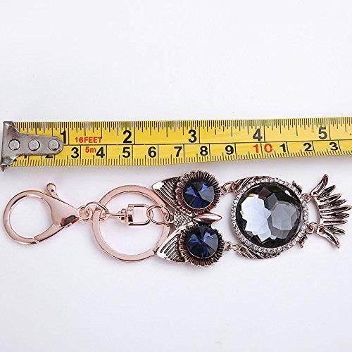 FOY-MALL Fashion Owl Crystal Rhinestone Alloy Women Key Chain Ring H1297
