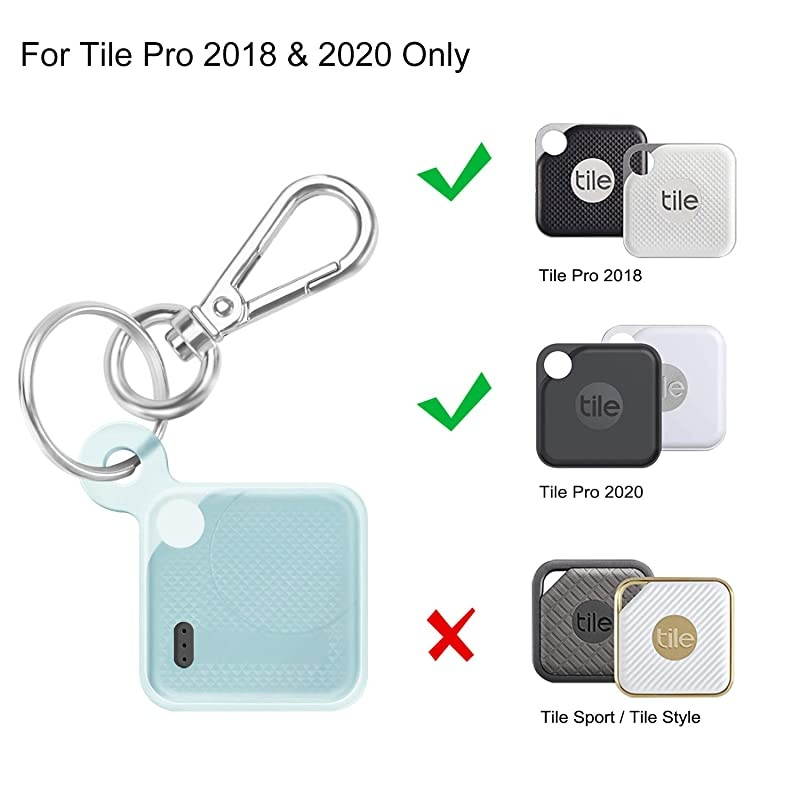 Silicone Case with Carabiner Keychain for Tile Pro 2020 2018 AntiScratch Lightweight Soft Protective Sleeve Skin Cover Blue Glow in The Dark