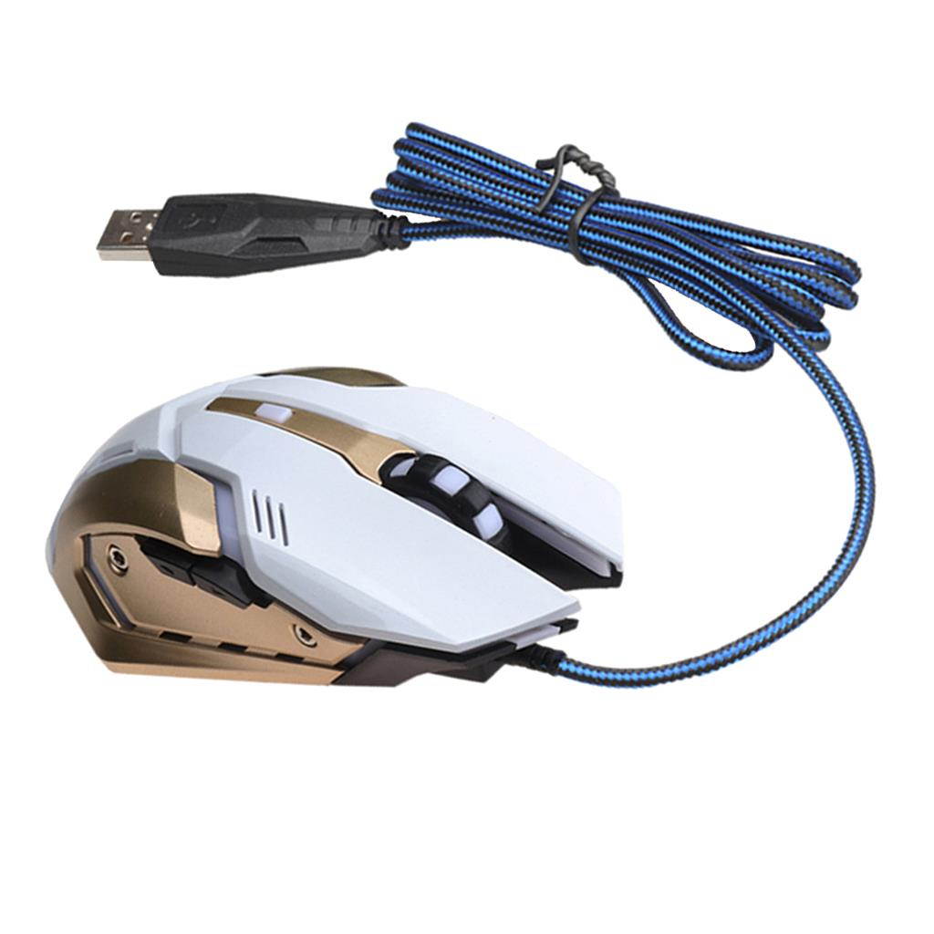 7-Key 2400DPI Colorful LED Backlit Professional Optical Gaming Mouse White