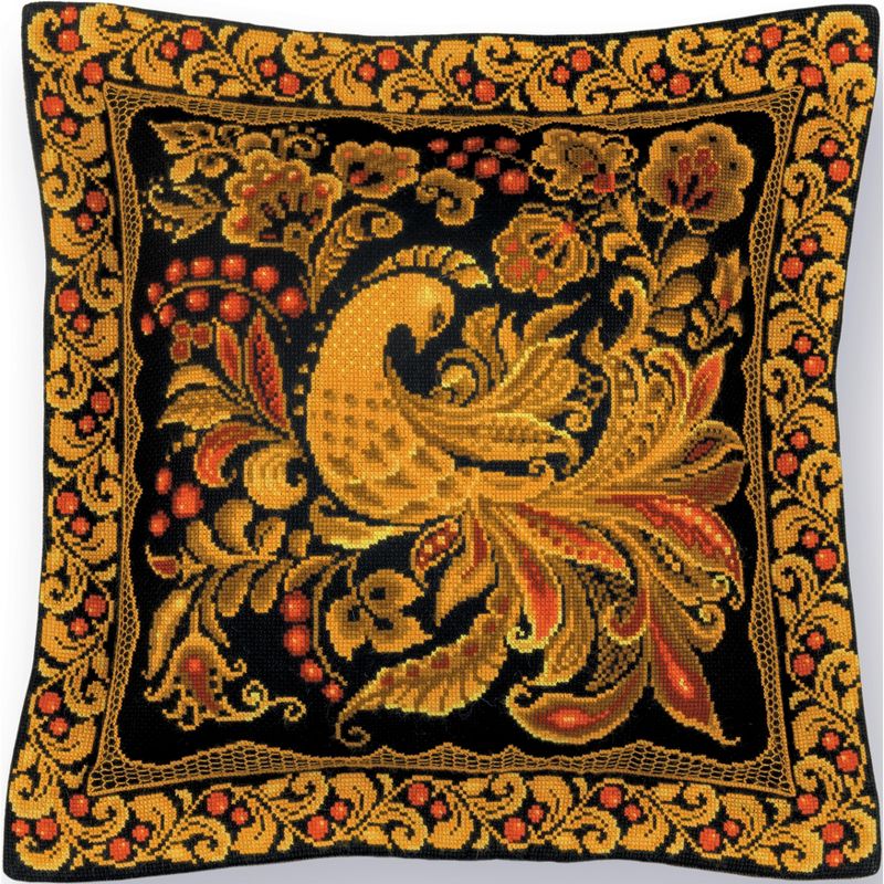 RIOLIS Cushion Counted Cross Stitch Kit 15.75"X15.75"-Khokhloma Painting (14 Count)